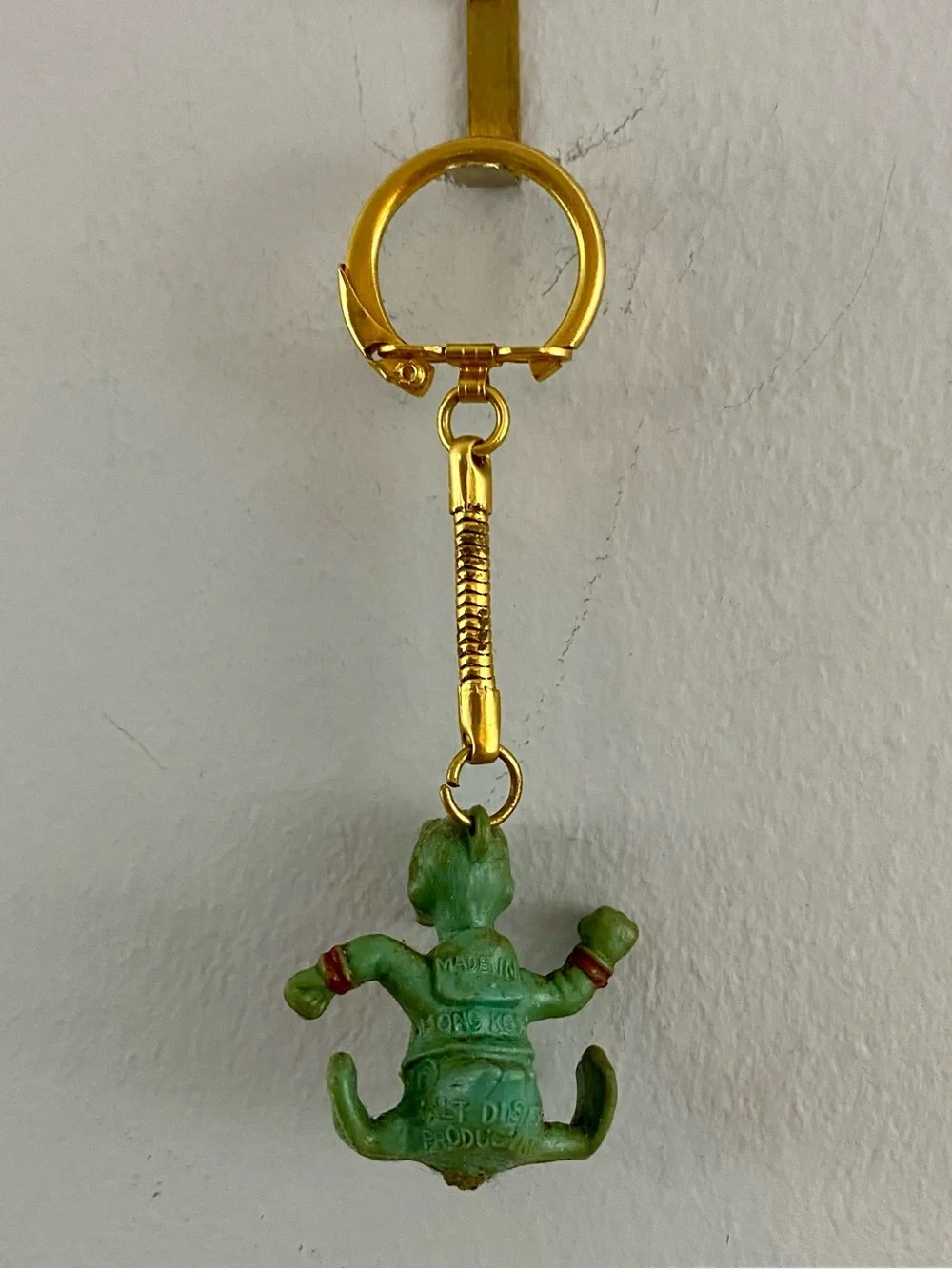 Rare 60s Vintage Walt Disney Production Donald Duck Green Monochromatic Keychain